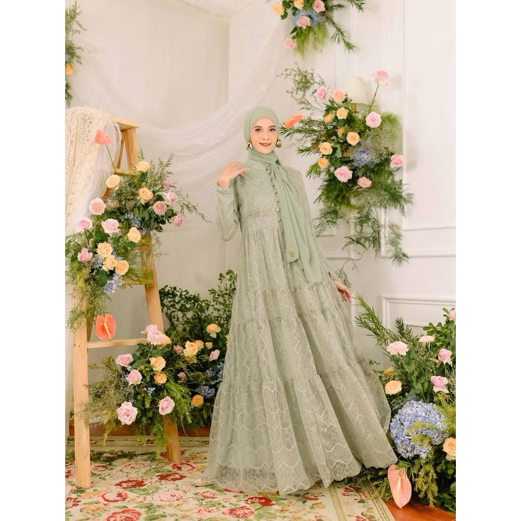 Preloved Sabina Dress Sage Green by Ainayya.id