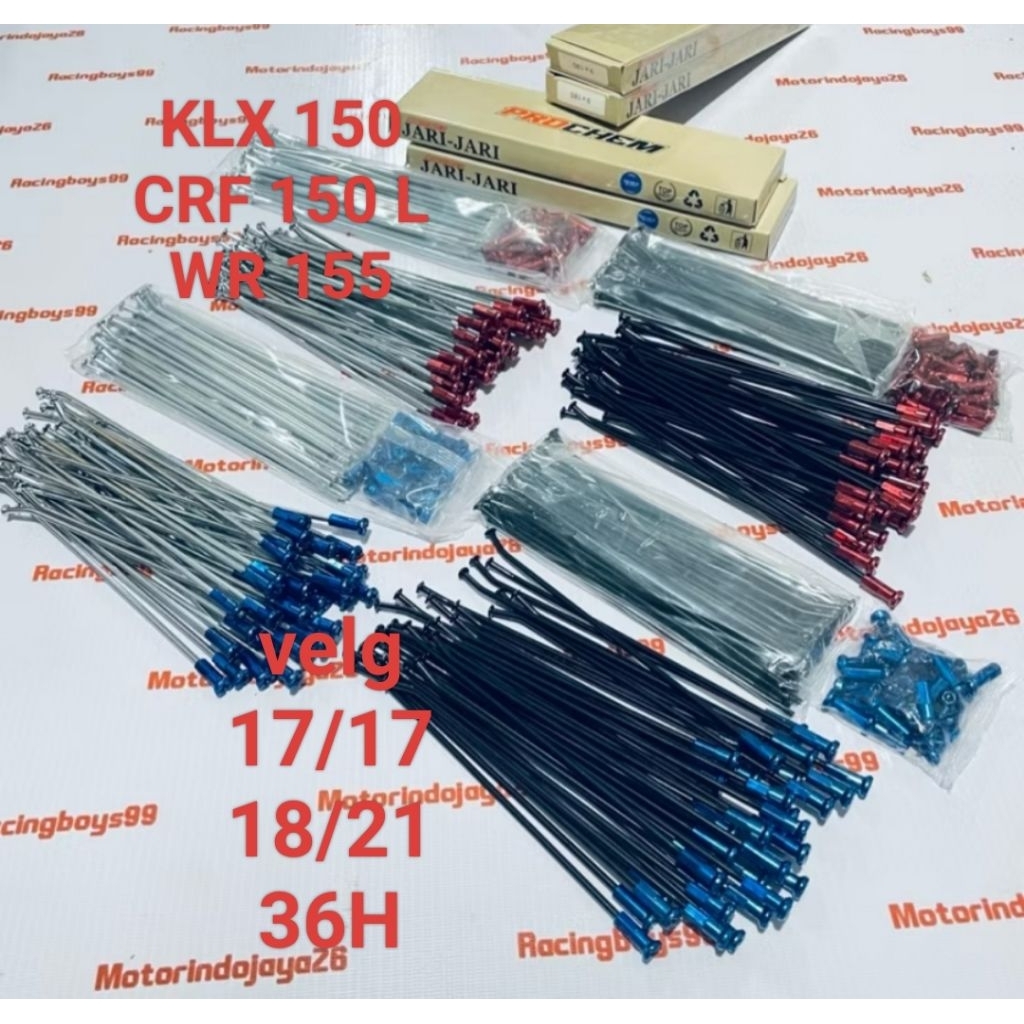 jari jari ruji KLX 150, D-Tracker 150, WR 155, CRF 150 buat Ring 17 Supermoto & Ring 18 21 Hole 36