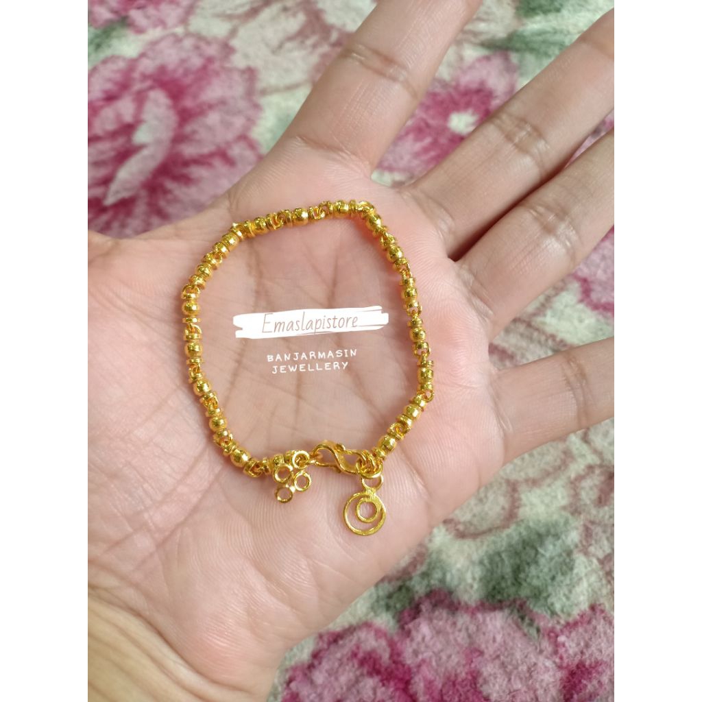 Gelang Super Mini Tabung Tulang Lapis Emas 999 Banjar