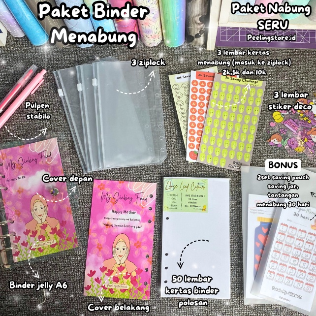 

KODE R82S PAKET NABUNG BINDER SERU A6 PAKET BINDER MENABUNG A6