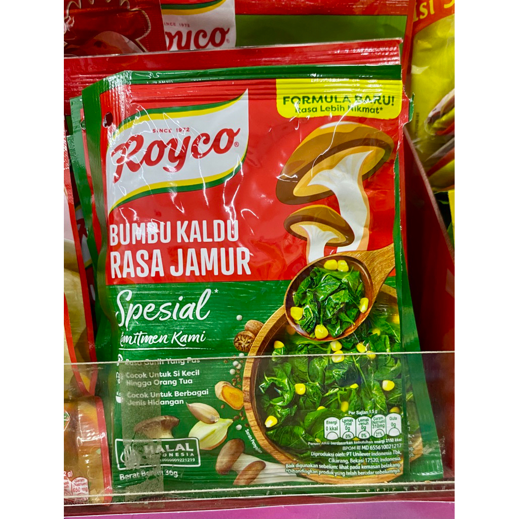 

Royco Bumbu Penyedap Makanan Kaldu Jamur Spesial Tanpa Penguat Rasa 40 gram