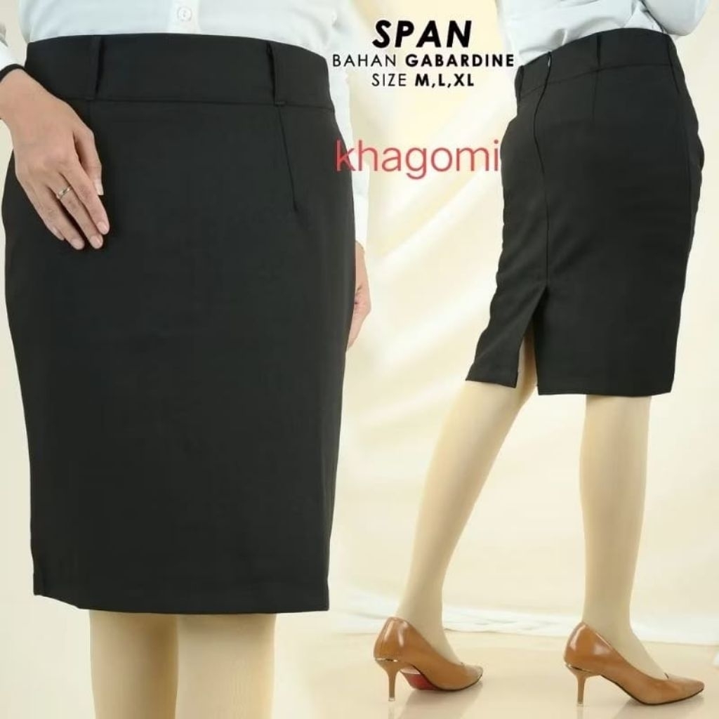 ROK PENDEK KANTOR/ROK SPAN HITAM 3/4 SELUTUT
