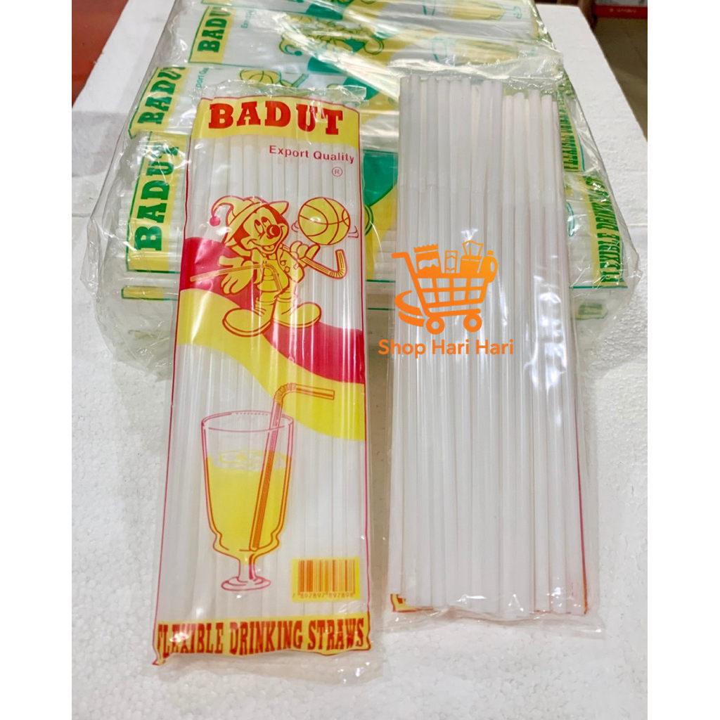 Sedotan Bengkok Badut / Sedotan Es / Sedotan Plastik / Pipet Bengkok (1 bks)