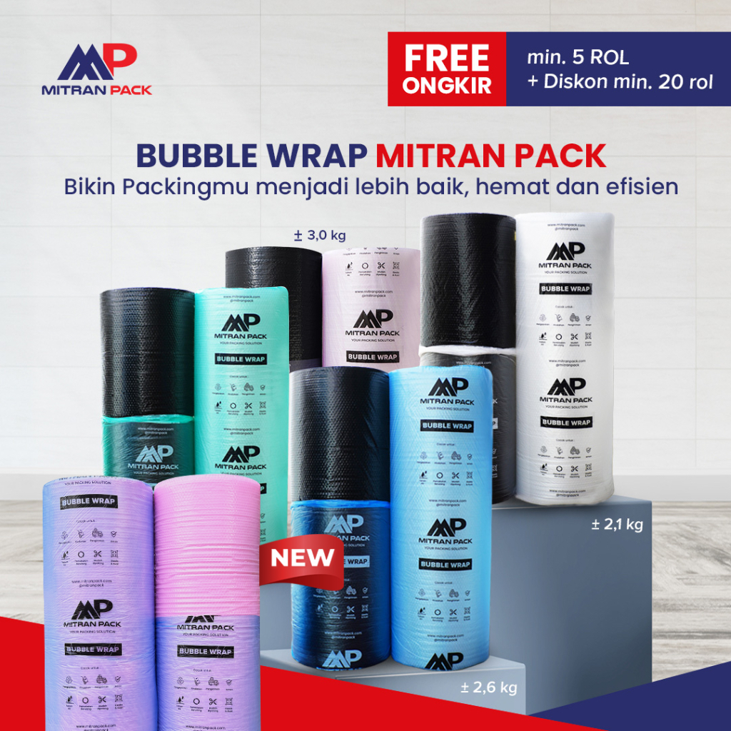 

Bubble Wrap 125 cm x 50 meter Hitam Bening Mitran Pack