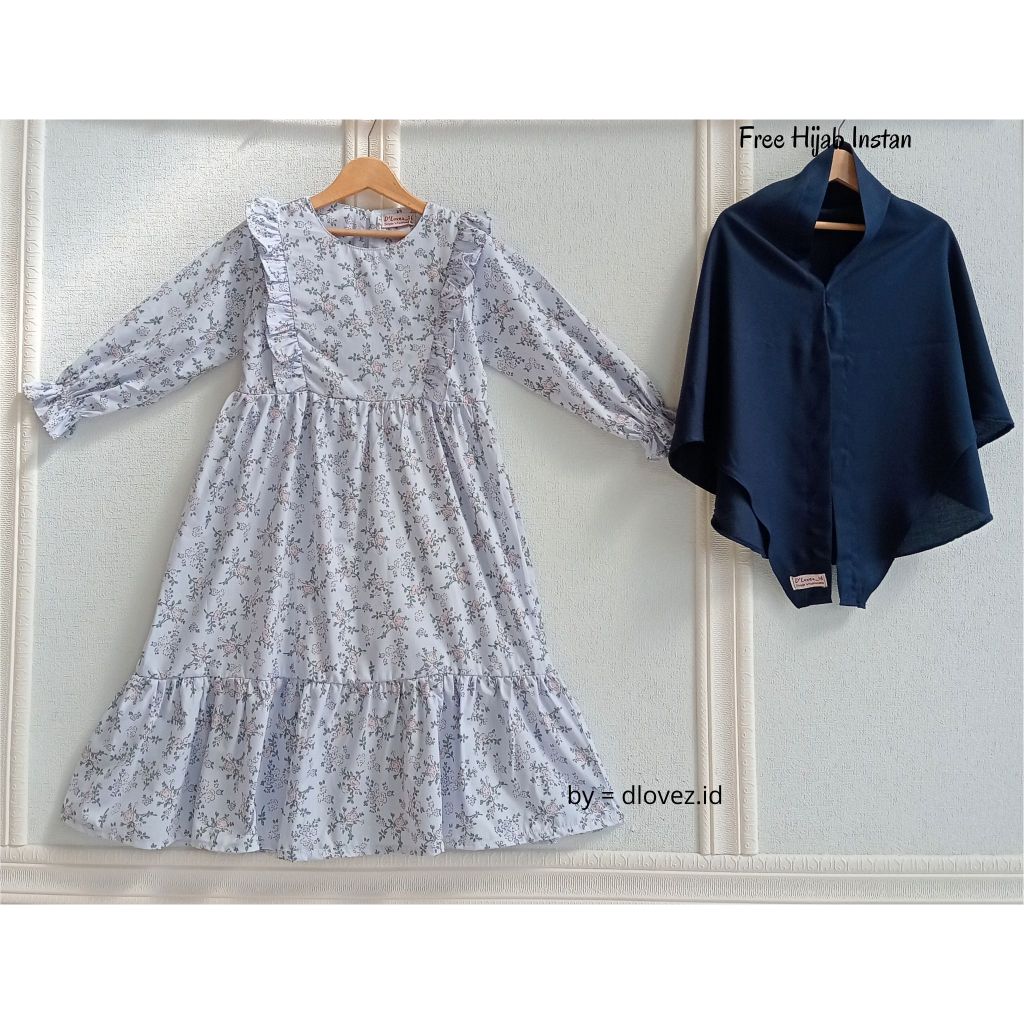 HOT DEALS SET GAMIS ANAK 1 - 14 TAHUN FREE HIJAB INSTAN / SET GAMIS KAIRA MOTIF BARU