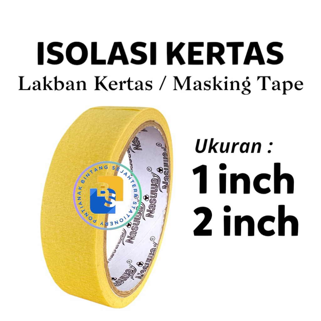 

NASUWAY - Isolasi Kertas / Solatip Kertas / Lakban Kertas 1 Inch & 2 Inch