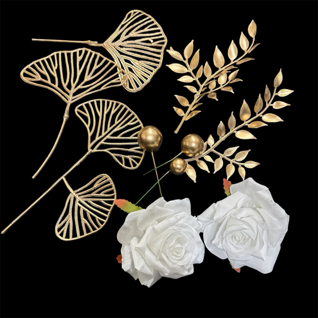 set white gold artificial flower