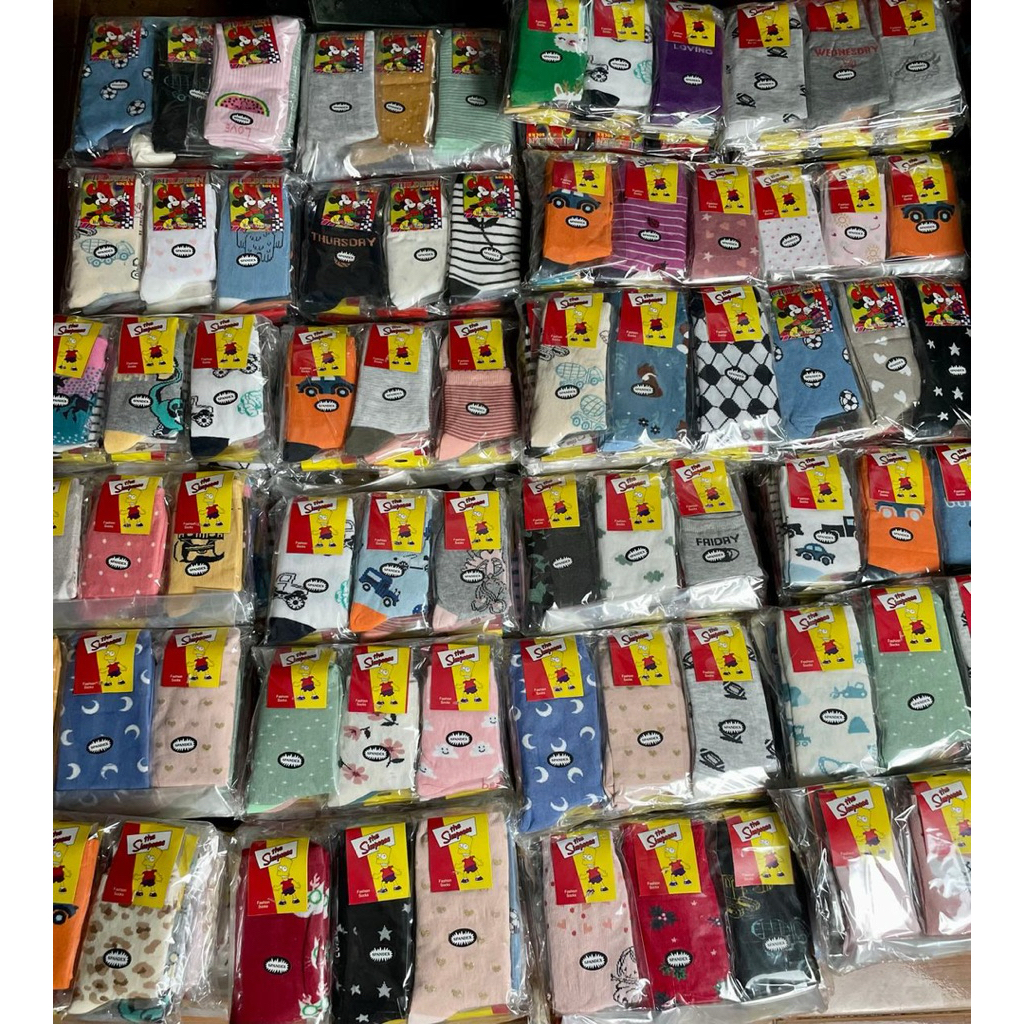 (Grosir) 12 Pasang   Kaos kaki Anak anak TK SD Motif & Polos