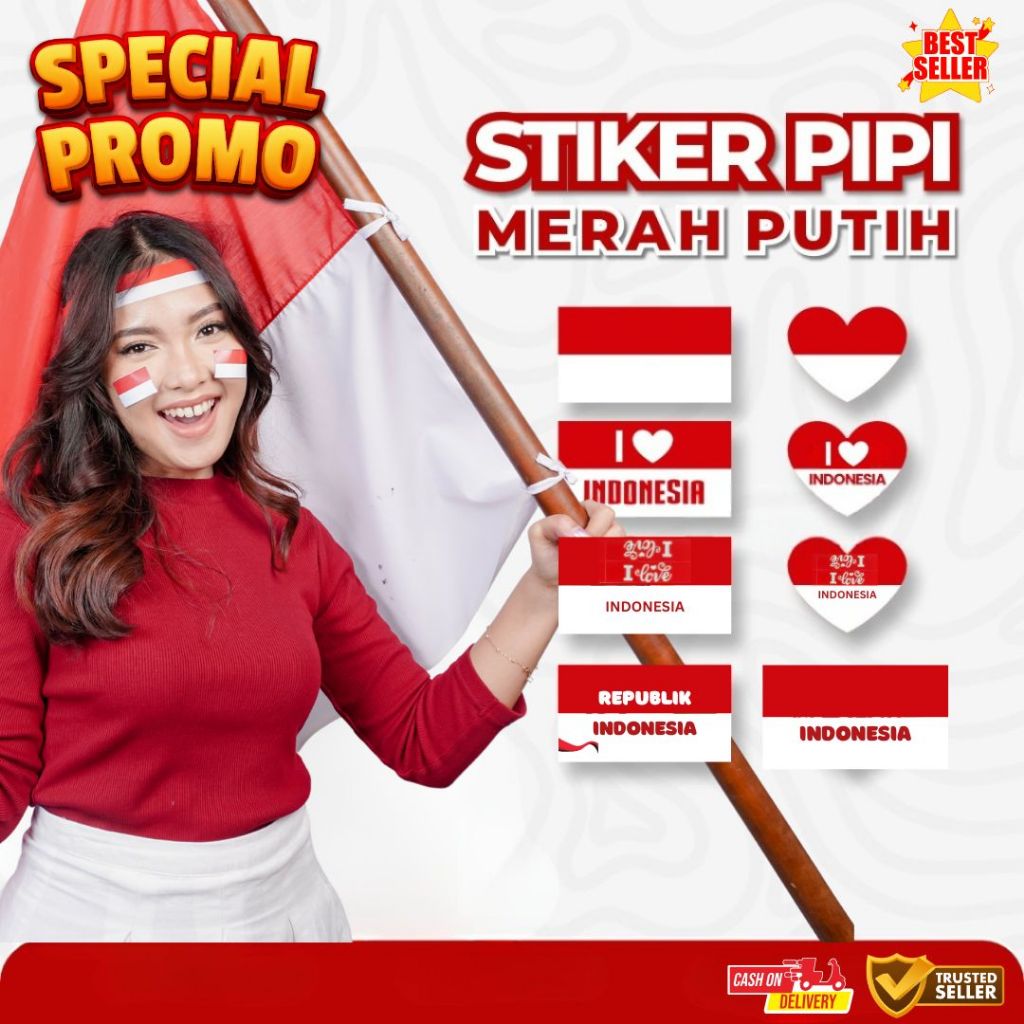

[96 Pcs] Sticker Pipi Bendera Merah Putih Stiker 17 Agustus Dirgahayu Ri Sticker Indonesia Sticker Pipi Indonesia