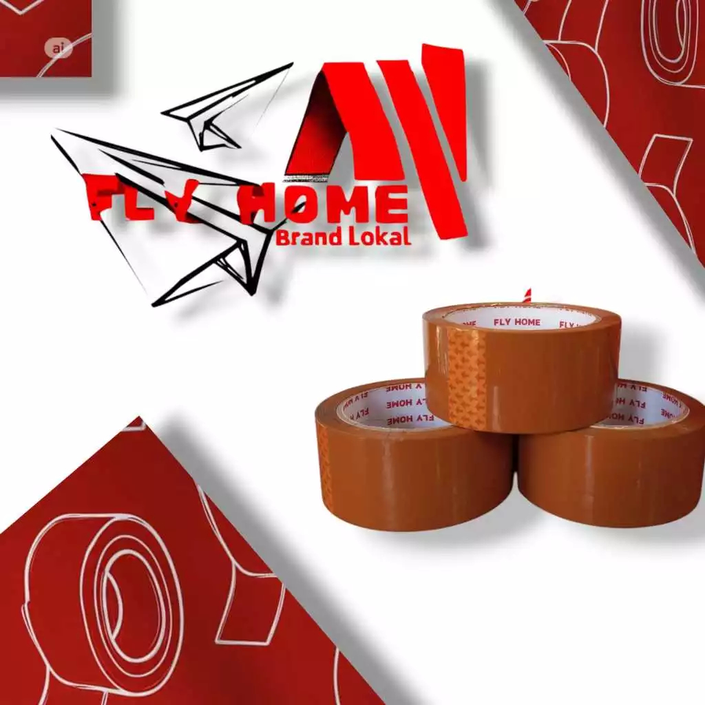 

12 PCS Lakban Cokelat Ukuran 45 MM X 100 Yard Merek FLYHOME Termurah