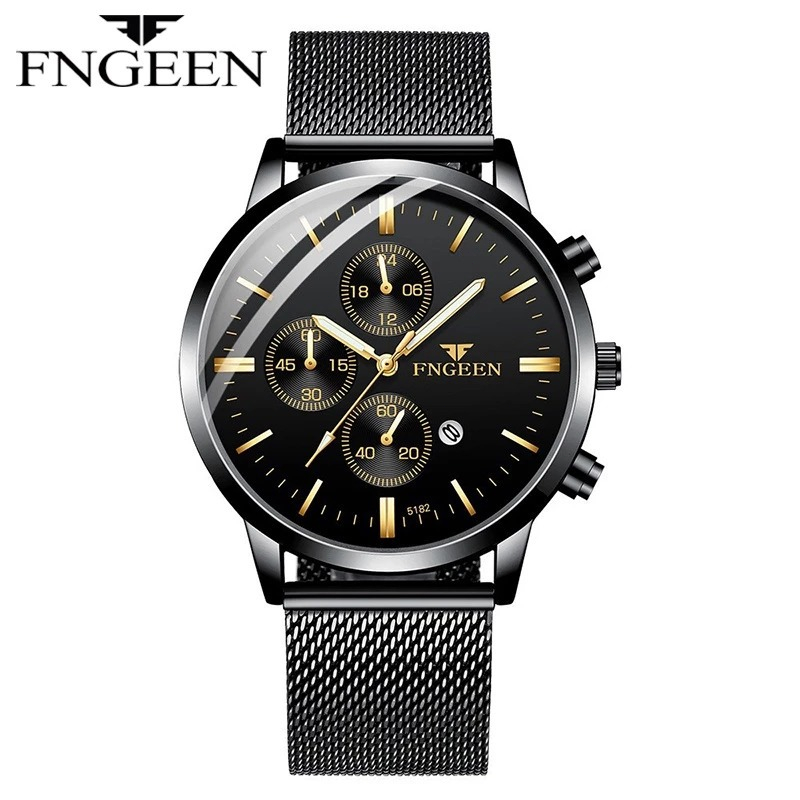 FNGEEN 5128 Jam Tangan Pria Anti Air Quartz Sport Original Bercahaya Lari Seiko Watch+Kotak Gratis