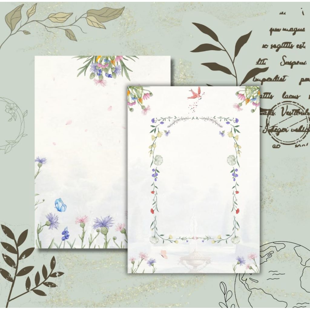 

(100)pcs BLANGKO UNDANGAN ESTETIK FLORAL VINTAGE - BLANGKO UNDANGAN KOSONG FLORAL DM-01