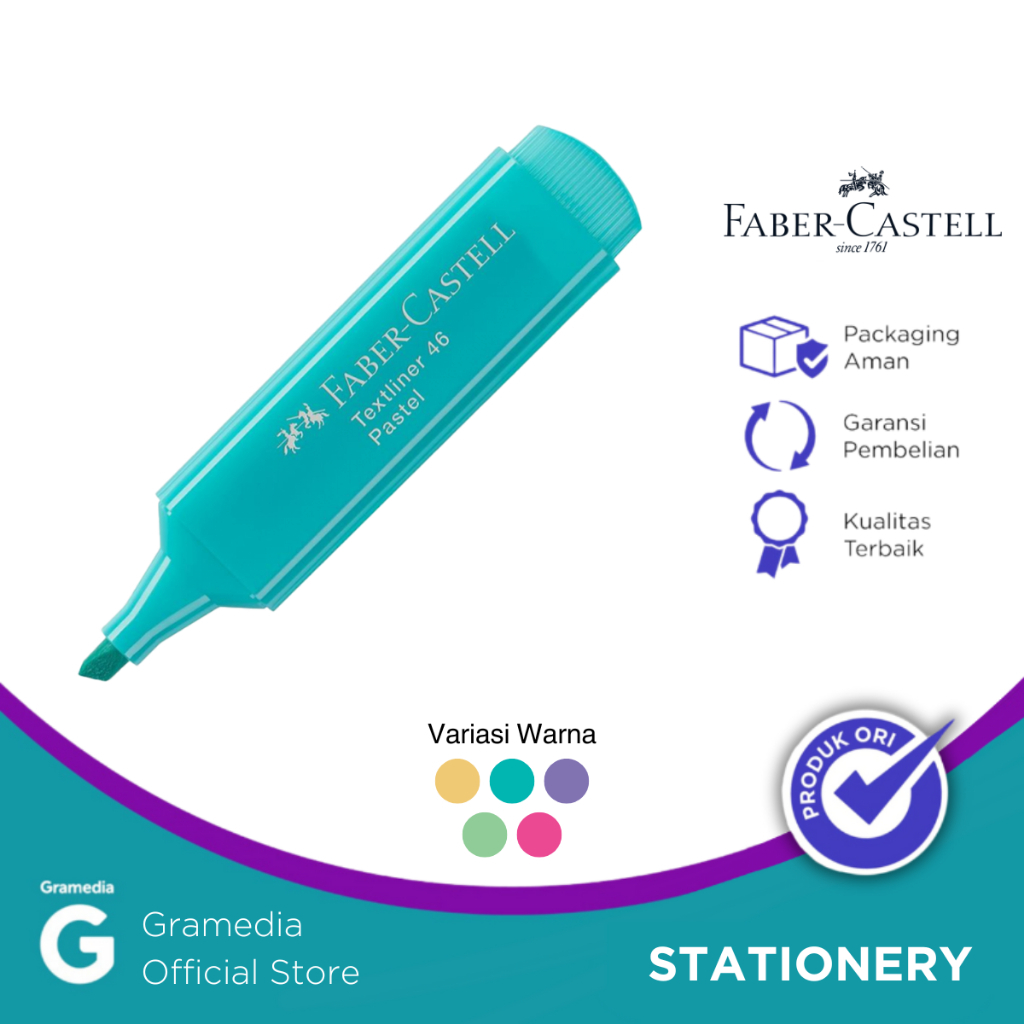 

Gramedia Pekanbaru -FABER-CASTELL TEXLINER 46 PASTELL TURQOISE