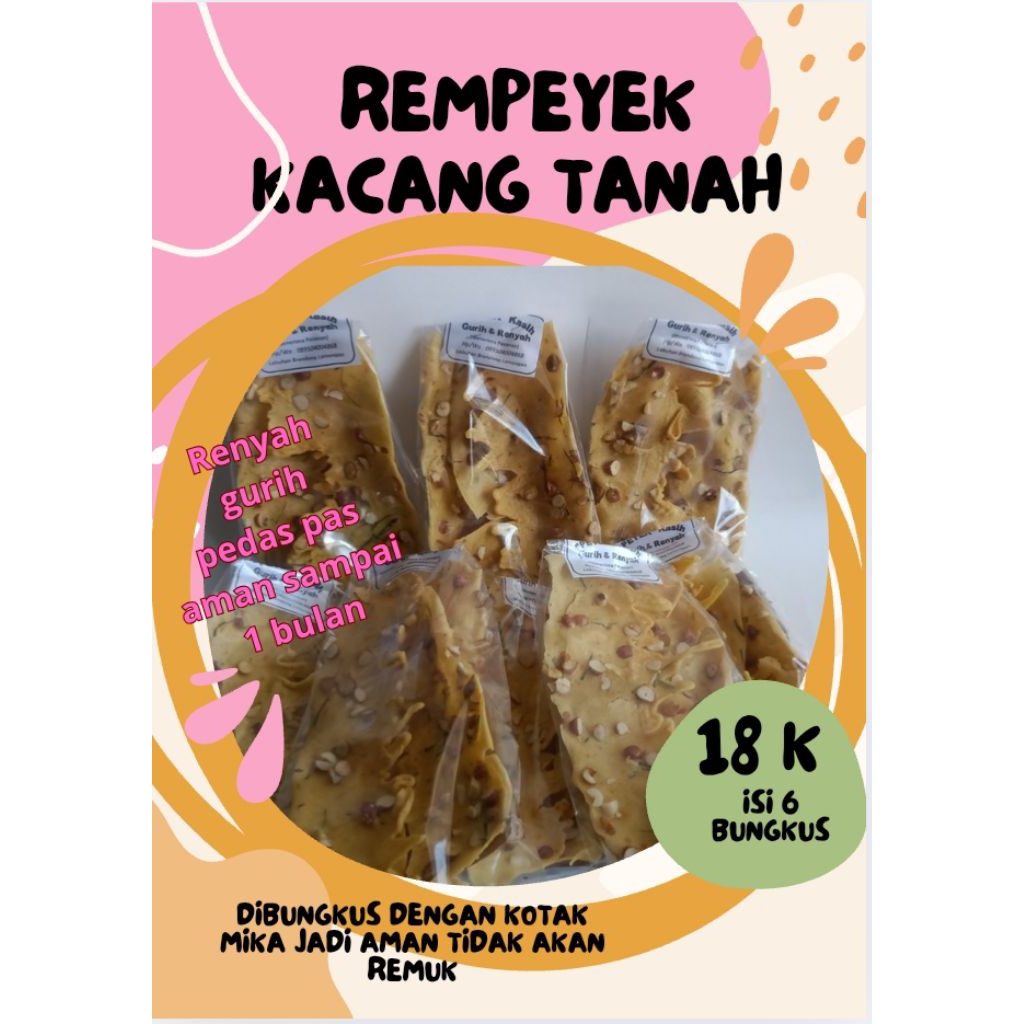 

REMPEYEK HOMEMADE tanpa bahan pengawet, renyah, gurih, pas pedasnya