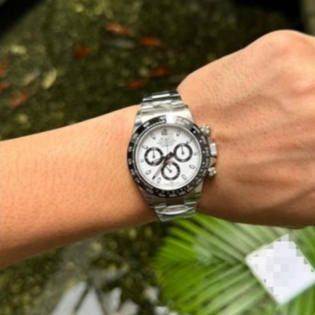 JAM TANGAN DAYTONA WHITE DIAL SWISS AUTOMATIC RLX DAYTONA PANDA BY CLEAN FACTORY SWISS 4130
