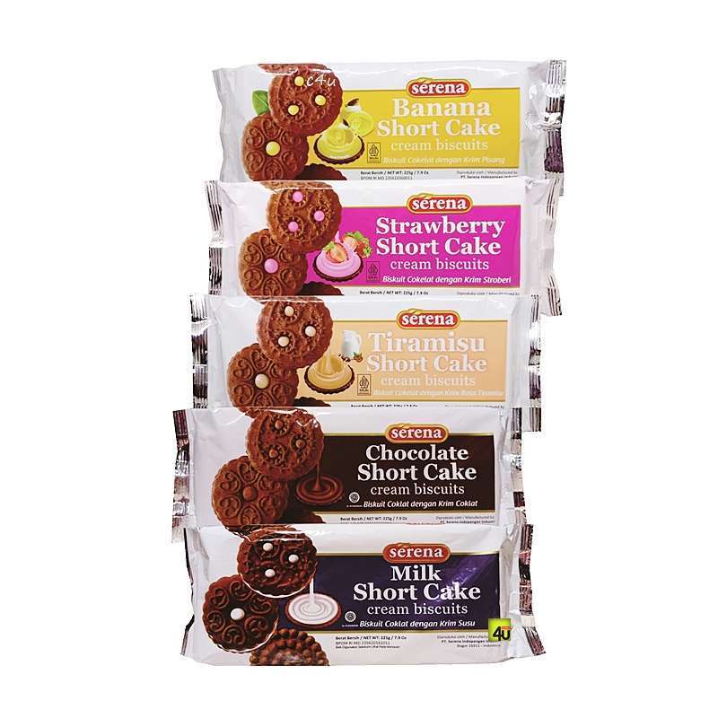 

Biskuit SERENA SHORT CAKE 225 Gr Tiramisu Strawberry Cokelat Banana