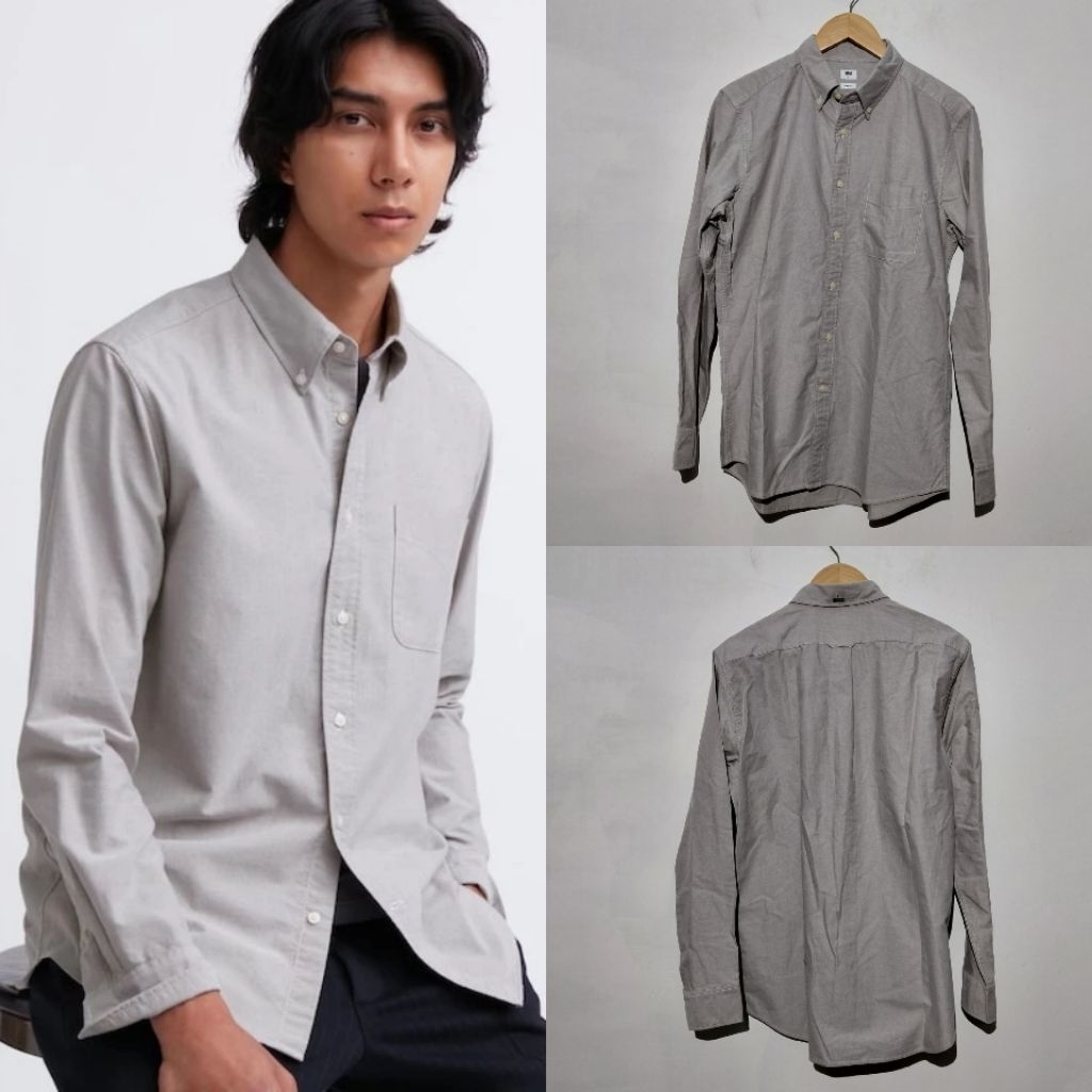 UNIQLO KEMEJA OXFORD SLIM FIT 06 GRAY BARU ASLI ORIGINAL