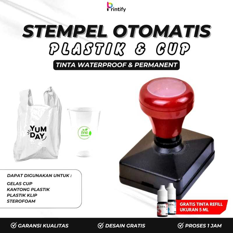 

Stempel Gelas Cup / Stempel Mika / Stempel Plastik / Kayu / Kaca / Free Tinta 5 ml Dan Cleaner 5 ml
