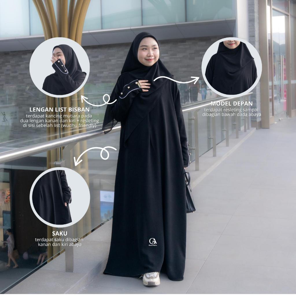 Abaya Marwa Jetblack by Gerai Aulia Abaya Remaja Gamis Muslim Wanita Hitam Jetblack Lengan Kancing M