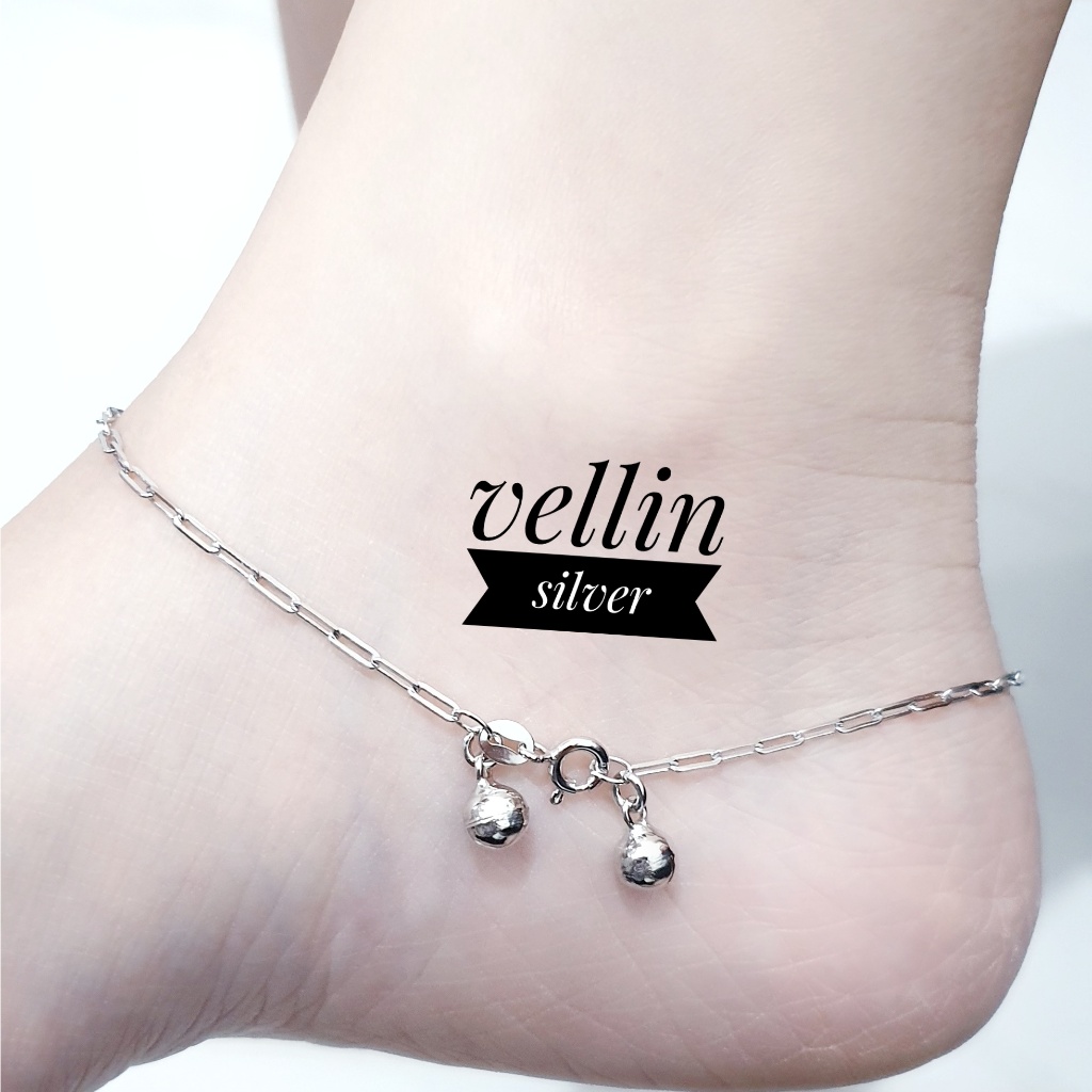 Gelang Kaki Rantai Paperclip Silver 925 Lapis Emas Putih - Perhiasan Gelang Kaki Wanita Perak 925 As