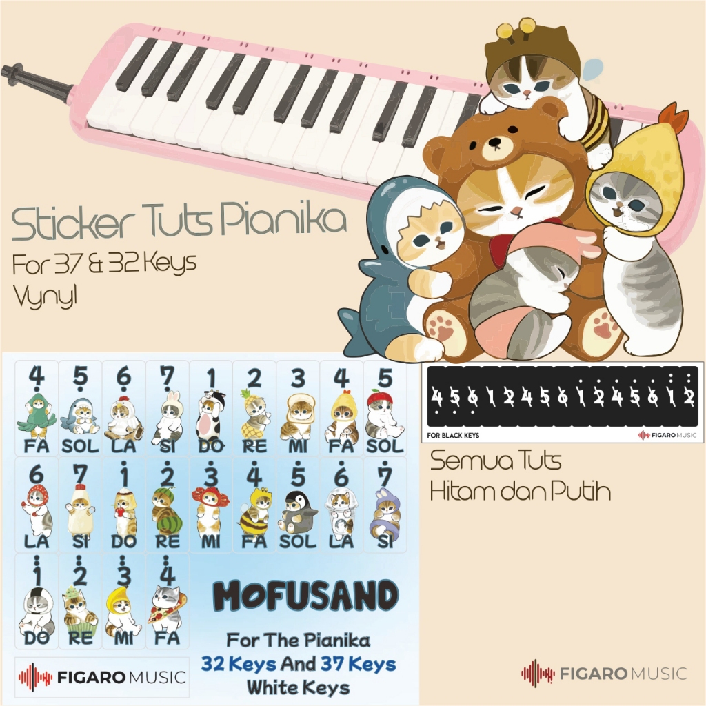 Stiker Pianika 37 Keys, 32 Keys MOFUSAND - Sticker Tuts Pianika Melodica MOFUSAND