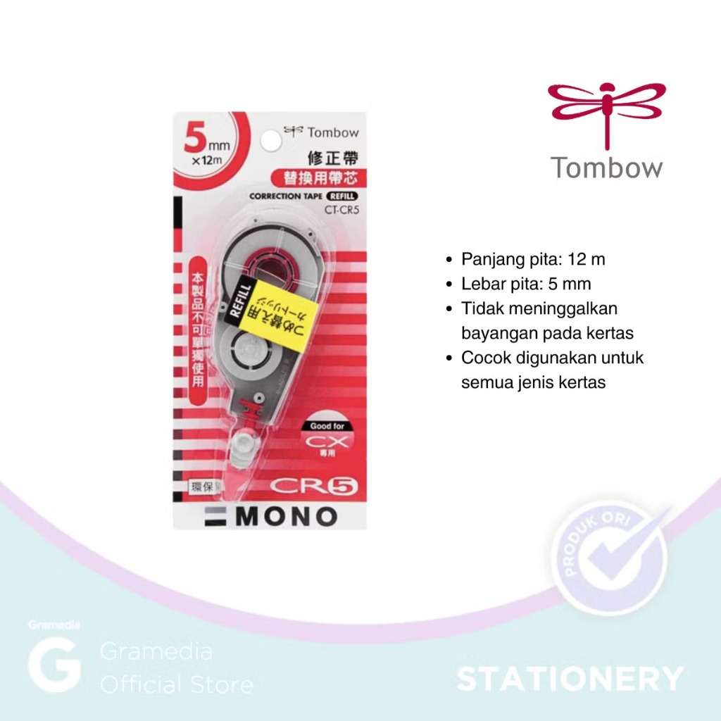 

(Original) Gramedia Pekanbaru -Tombow Refill For Cx5 5Mmx12M Red Ct-Cr5