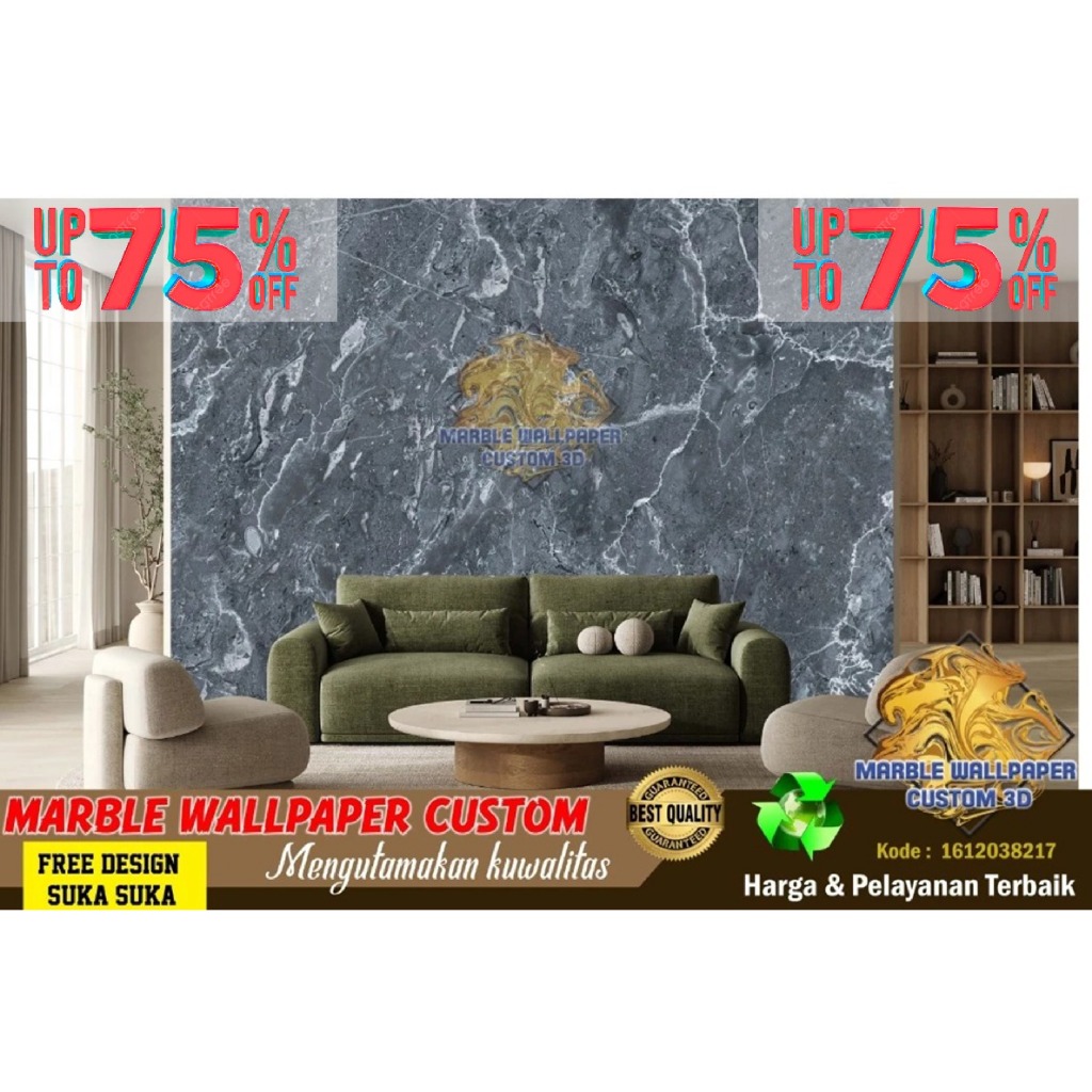 Wallpaper Custom 3D Tema Marmer | Wallpaper Dining Room Marmer | Wallpaper Ruang Makan Marmer | Wall