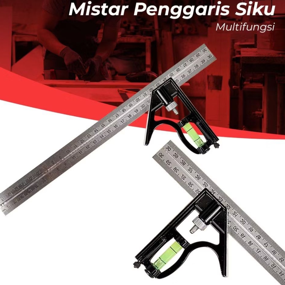 

Taffware Mistar Penggaris Siku Adjustable Angle Ruler Waterpass 305mm - ZEAST - Black/Hitam Garansi