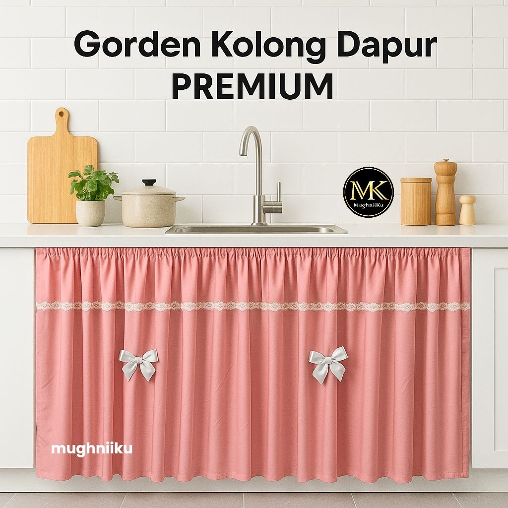 Gorden Kolong Dapur Polos Premium Warna Pink