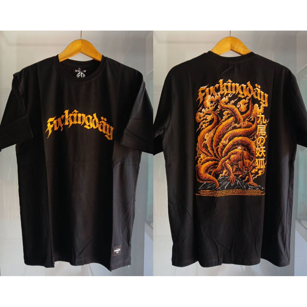 Fvckingday | Kaos Basic Hitam Size XL Kurama Kyuubi