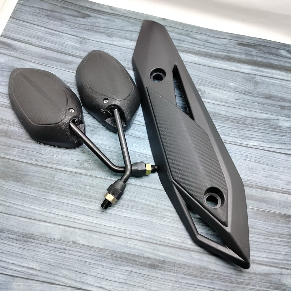 Tutup tameng knalpot beat fi eps 2017-2019+spion beat hitam standar ORI panjang