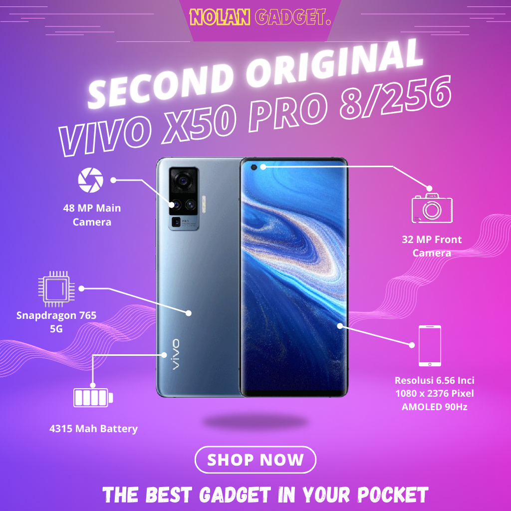 VIVO X50 PRO RAM • 8/256 GB • GOOD LOOKING RESMI INDONESIA FULLSET SECOND NOLAN GADGET