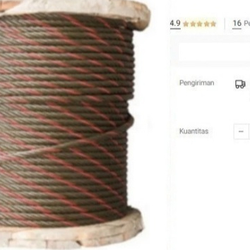 

Kawat Seling BAJA 8mm IWRC 6x37 Ungalvanis Wire Rope Hitam Tali Sling