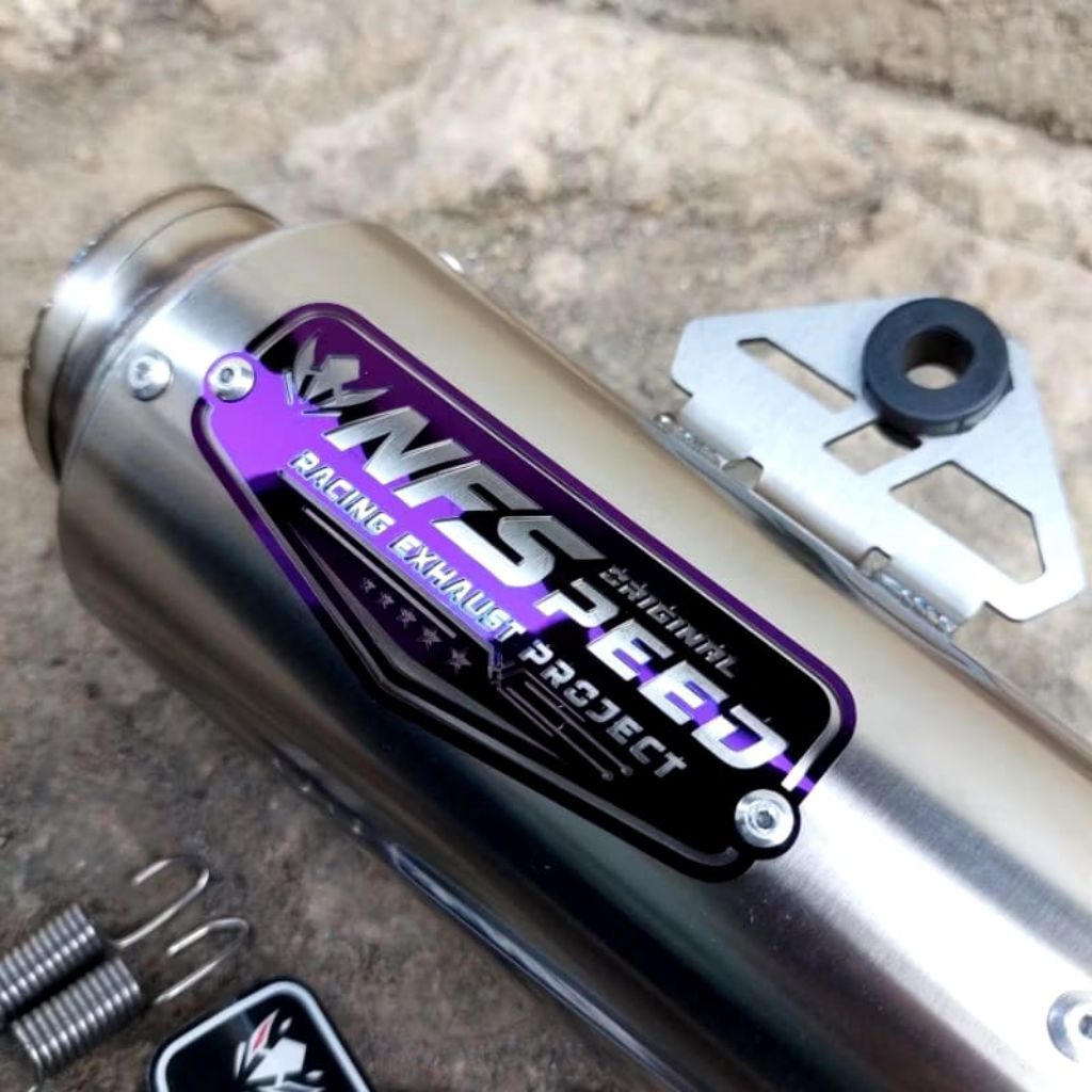 SLINCER KNALPOT EMBLEM BLUE PROLINE 15CM NFSPEED ORIGINAL SARANGAN ½