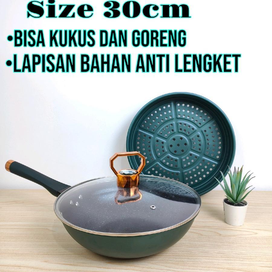 TEXANIA Panci 3in1 22 cm Deep Fryer & Steamer Susu Goreng Kentang Kukus Masak Saringan Multifungsi /