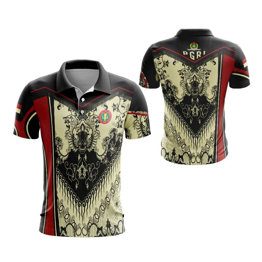 Baju pgri Kaos Polo Pria Batik PGRI | Baju Guru Batik PGRI | Kaos Jersey Motif Batik PGRI baju olahr