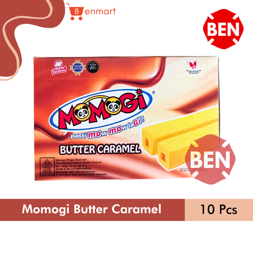 

Momogi Stick BUTTER CARAMEL 1 Box 10 Pcs - Makanan Ringan Rasa Mentega Karamel Besar