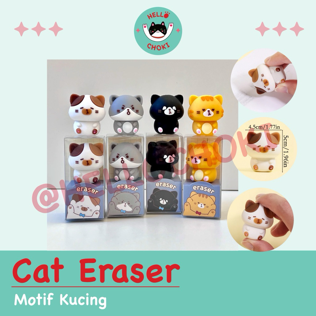 

HELLOCHOKI - Cat Eraser Figurine / Penghapus Bentuk Kucing Figurin Super Imut