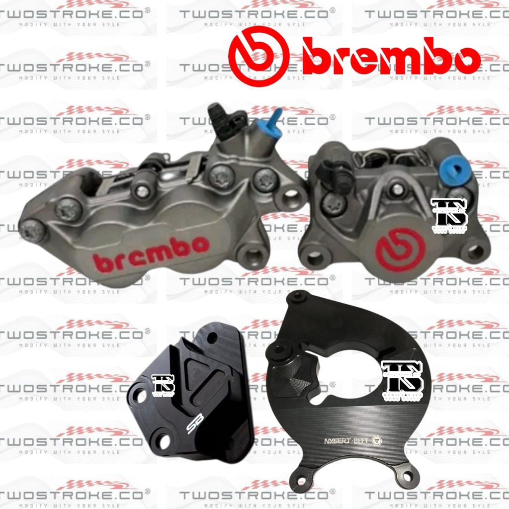 Kaliper Brembo 4 Piston 2 Piston Yamaha Xmax Set Bracket Depan 300 Mm Belakang Bawah // Kaliper Brem