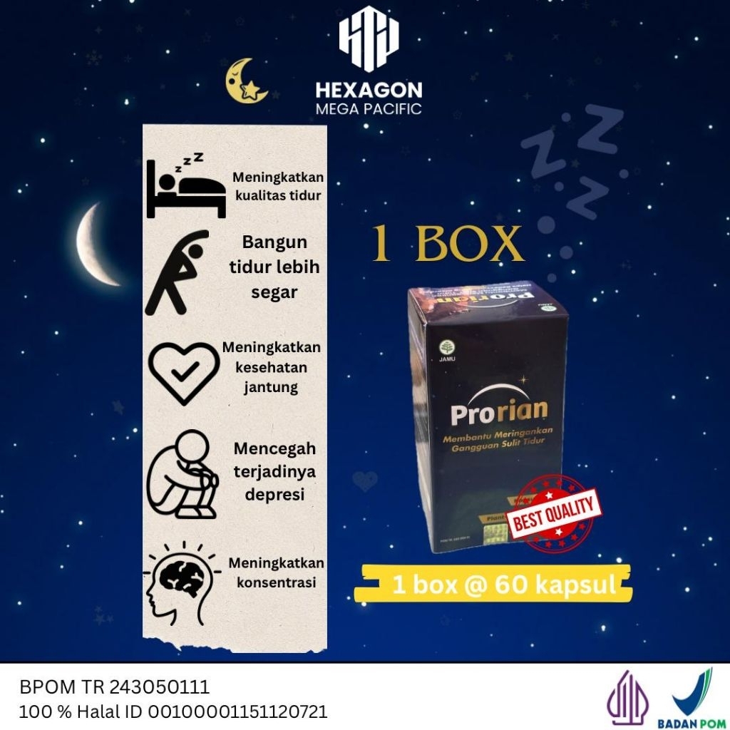 Prorian Kapsul 60's Obat Herbal untuk Meringankan Gangguan Sulit Tidur dengan Akar Valerian Cabai Ja