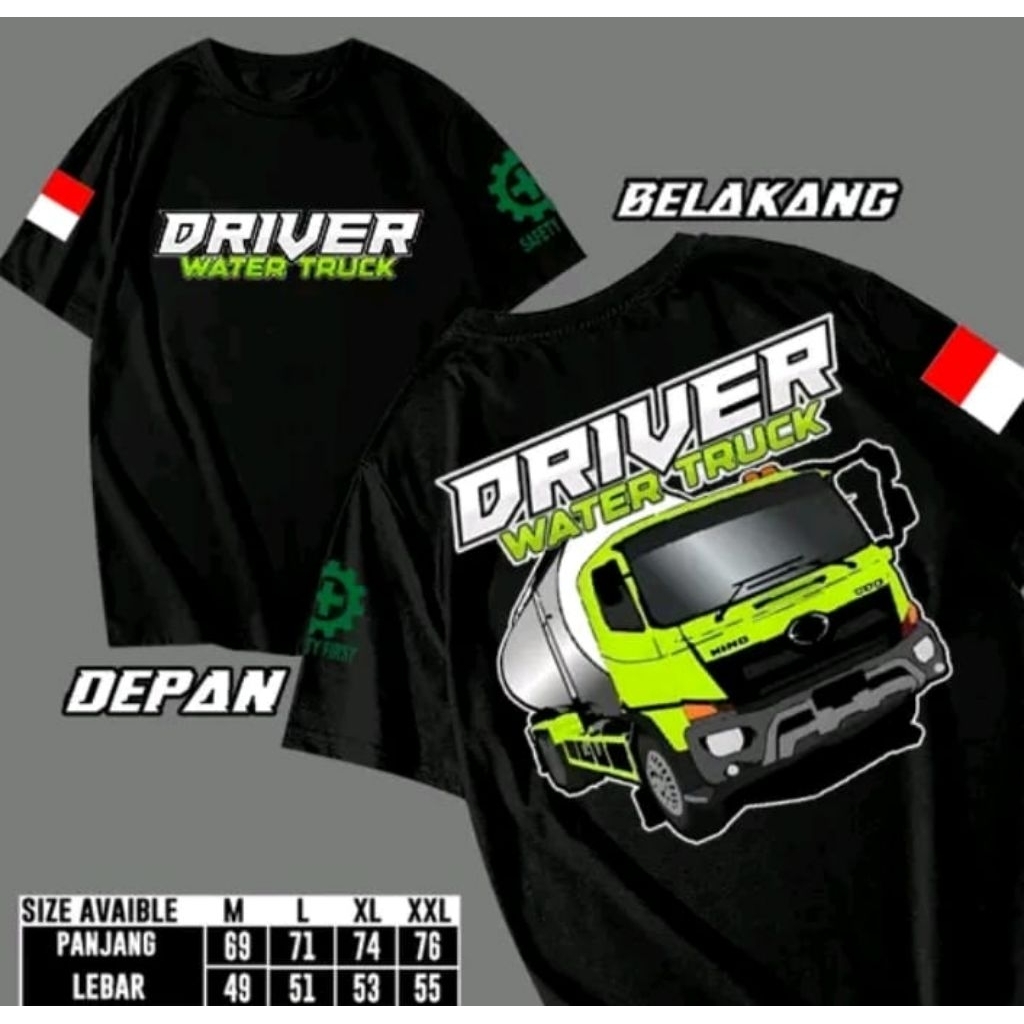 KAOS  DRIVER WATER TRUK HIJAU -Kaos Dengan Desain Gambar Driver Truk Keren
