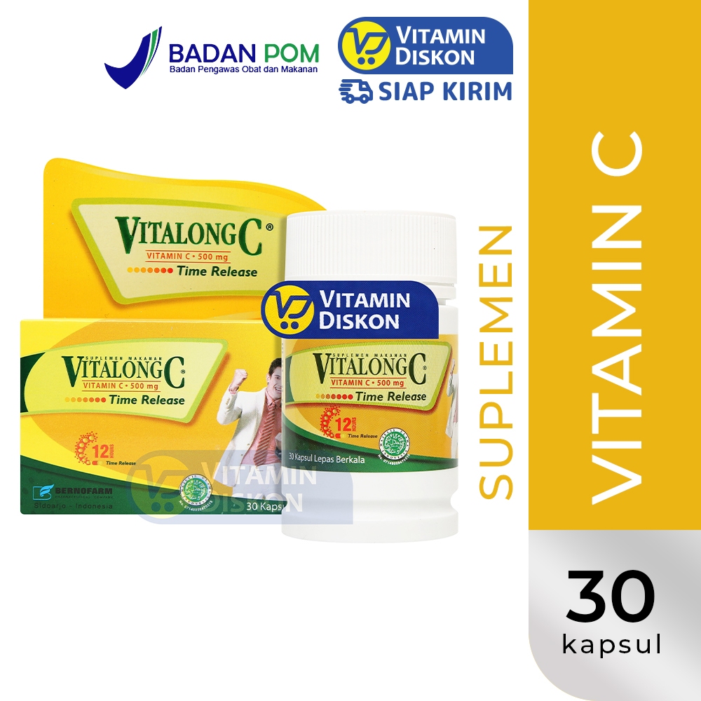 VITALONG C VITAMIN C 500 MG ISI 30 KAPSUL | Suplemen Daya Tahan Tubuh, Imunitas Tubuh