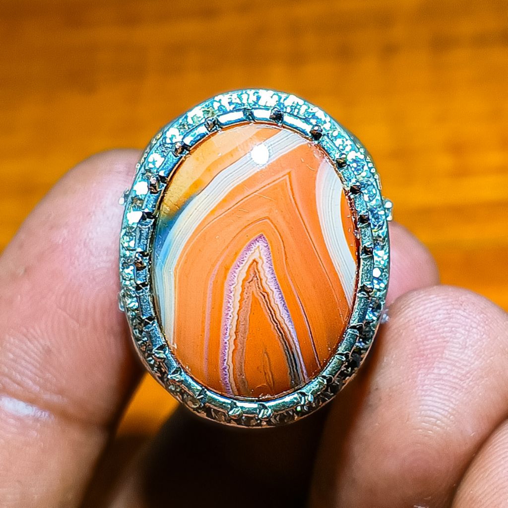 Asli Batu Sulaiman Junjung Derajat Pancawarna Tembus Merah 2, 2cm Ring.8