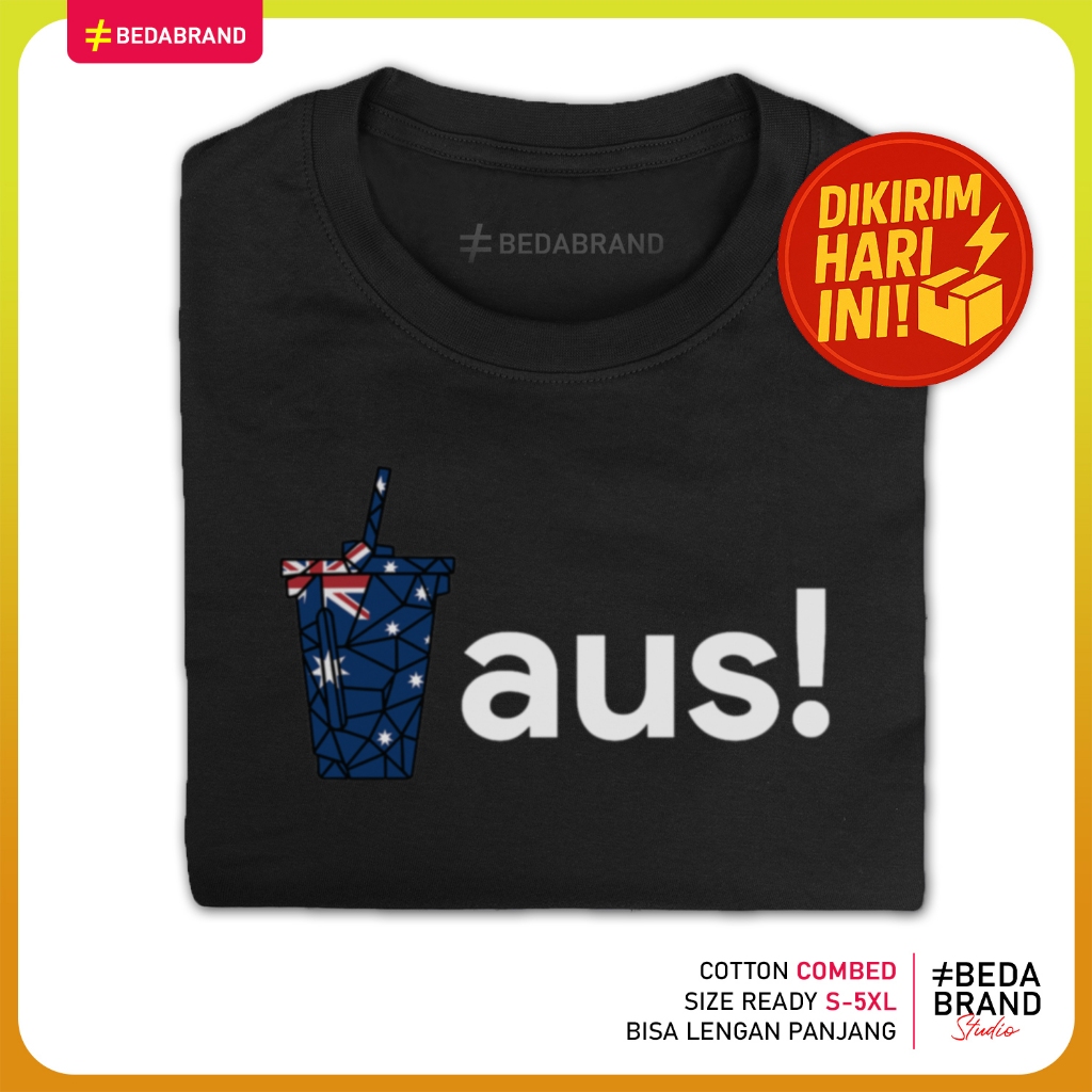 Kaos Parodi Plesetan Logo Brand Unik - Aus