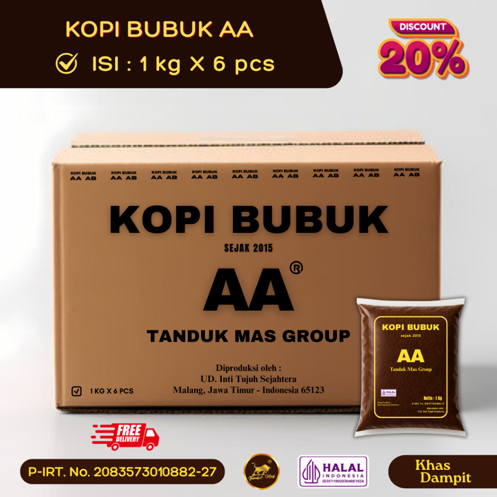

Kopi Bubuk AA Khas Dampit 1kg × 6pcs