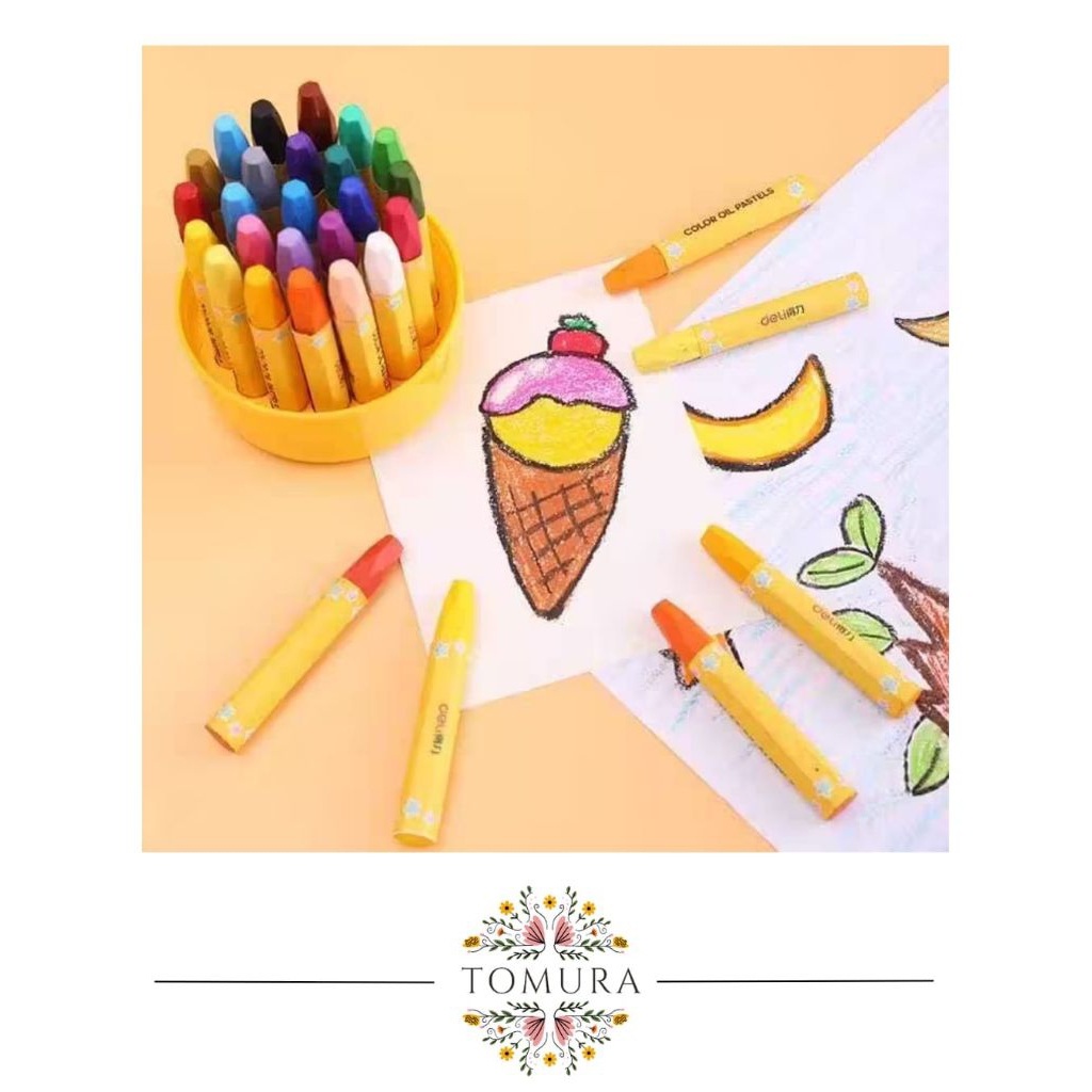 

Deli Crayon 12 Warna / Oil paste Deli 12 Colour Peralatan Sekolah Anak Stationary Back To School Kemasan Tabung