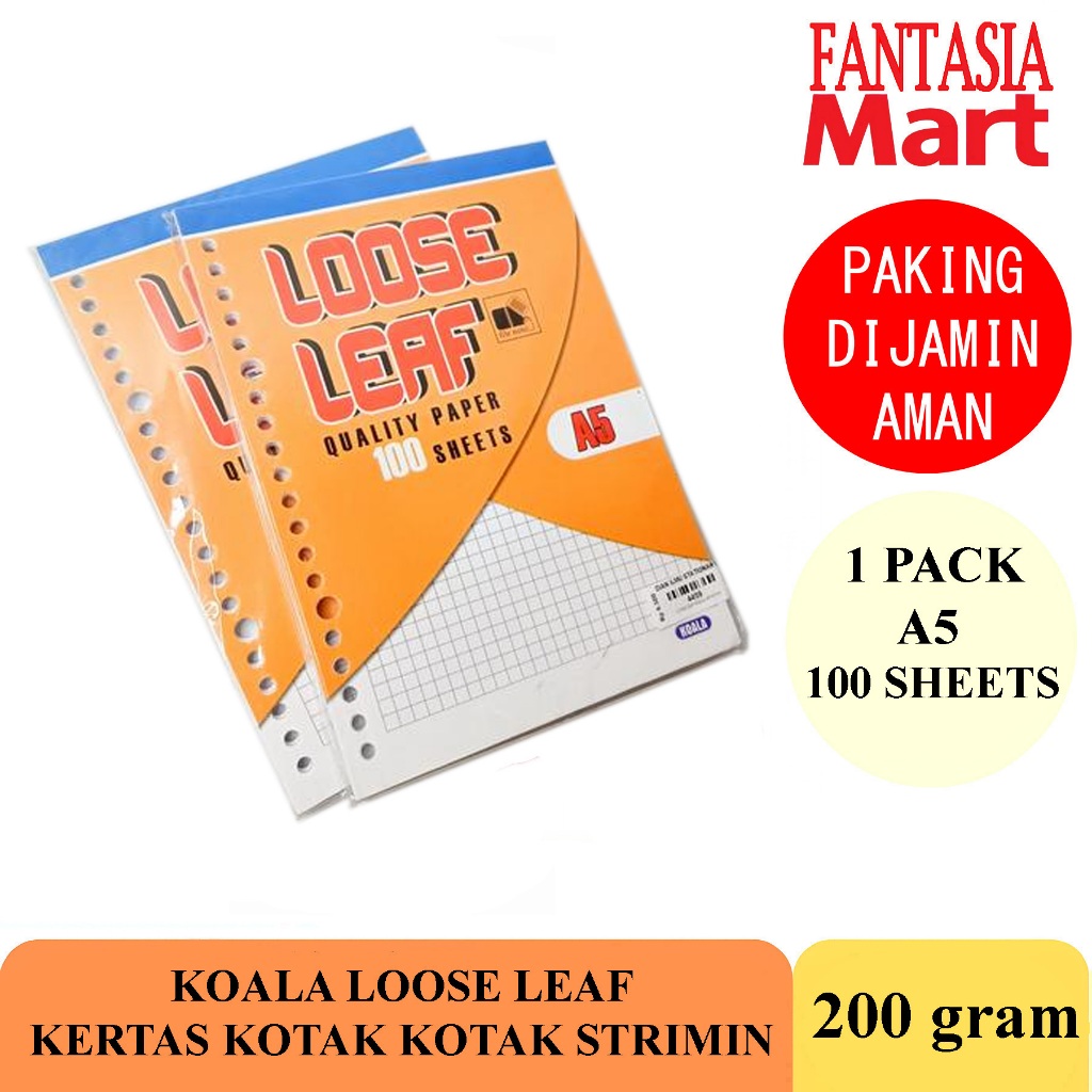 

KOALA LOOSE LEAF STRIMIN A5 KOTAK KECIL PACK FUN CORNER DENGAN PAKING AMAN
