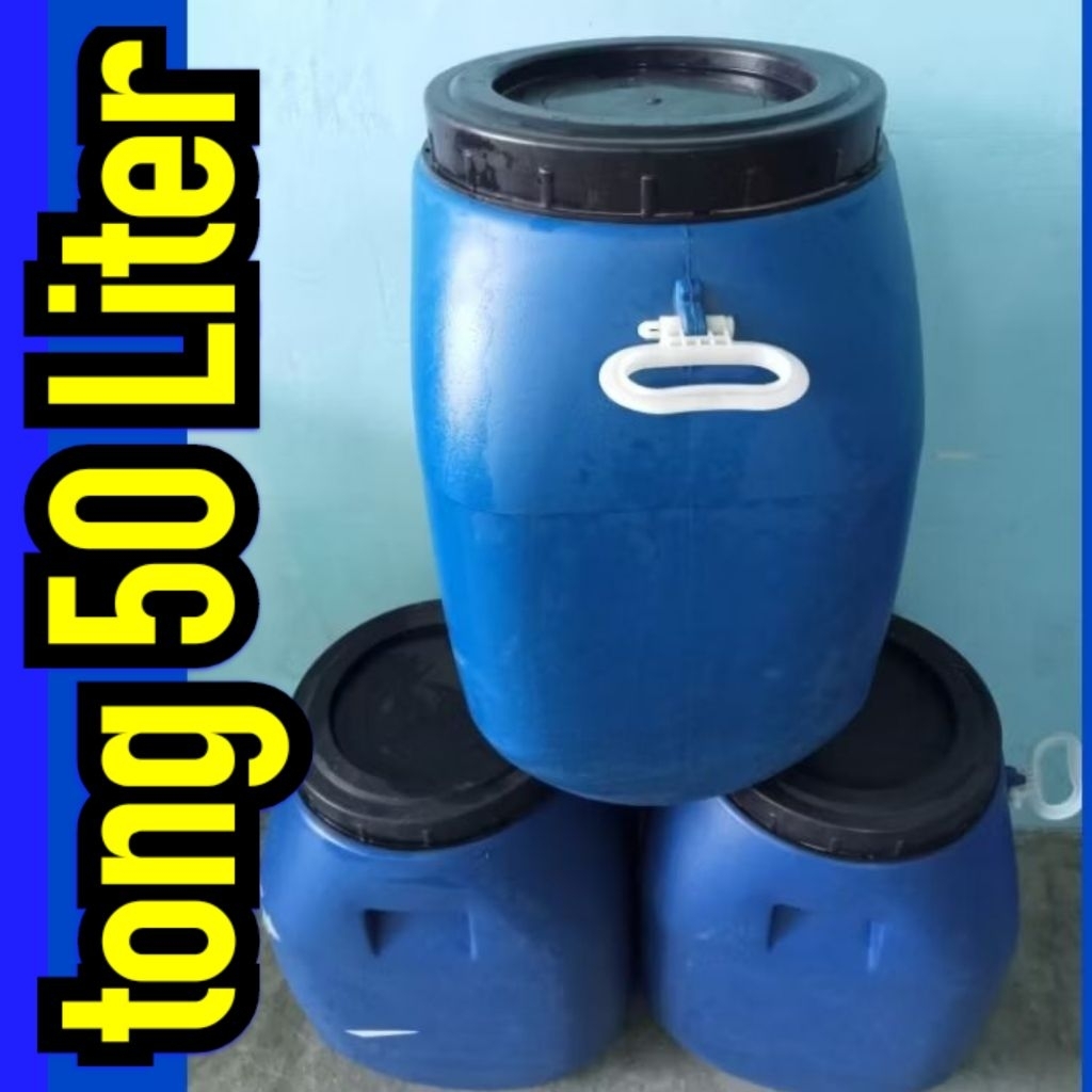 drum plastik 50 liter.tong 50L.tutup model drat kualitas barang tebal bersih siap pakai berbahan hdp
