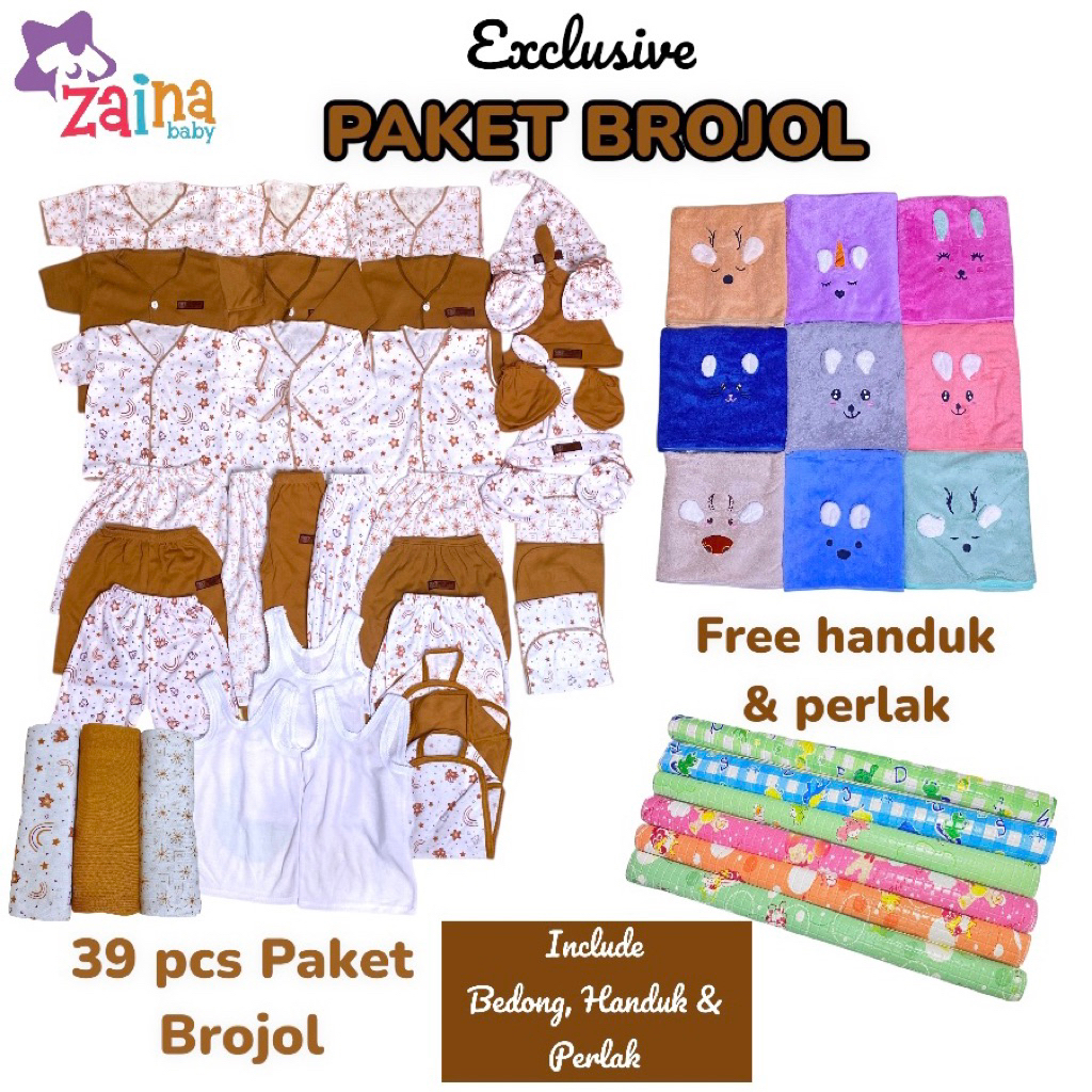 39PCS Paket Hemat Lahiran Bayi Baru Lahir + Handuk + Perlak Katun Lembut + Bedong