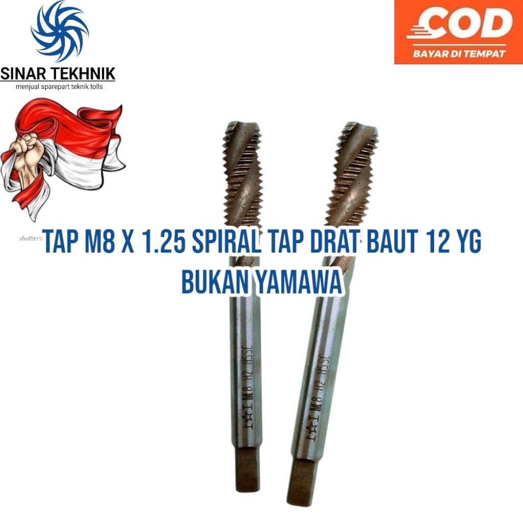 Tap M8 x 1.25 Spiral Tap Drat Baut 12 YG Bukan Yamawa